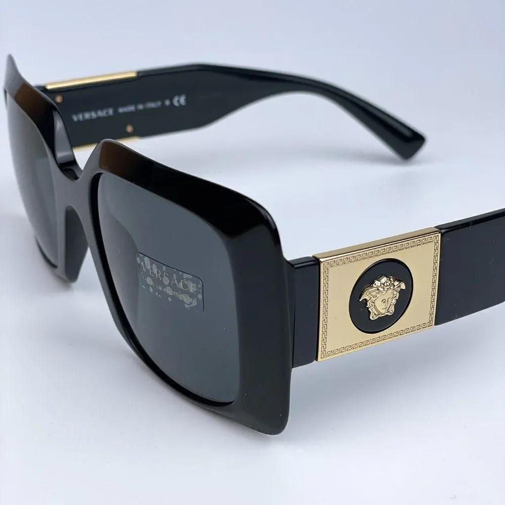 NEW Versace VE4405 GB1/87 Black Gray Square Women Sunglasses